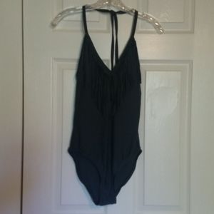 Sofia Vergara Gray Fringe Front One Piece Swimsuit